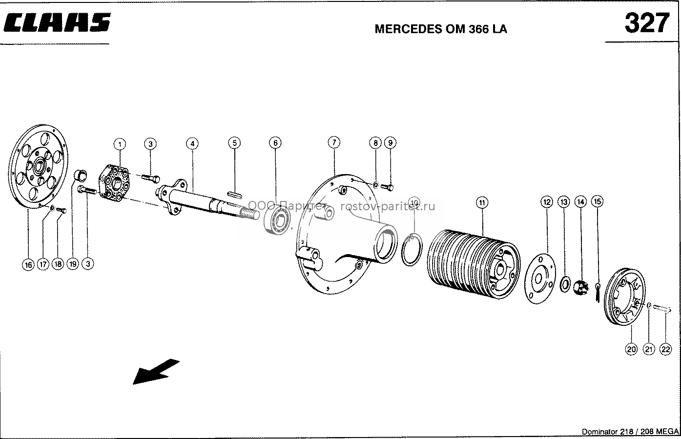 MERCEDES OM 366 LA; ОТБОР МОЩНОСТИ - CLAAS MEGA 218 / 208